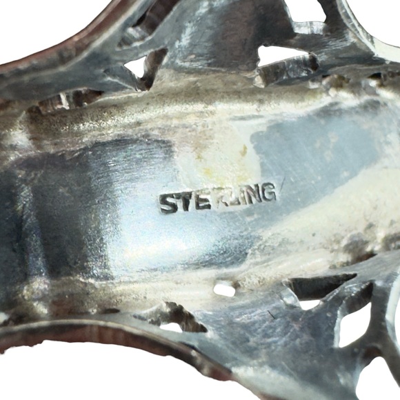 Vintage Art Deco Sterling Rectangular Abalone Blister Pearl Ring - Picture 12 of 14